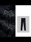 Superb Embroidery And Rhinestone High-End Slim Jeans