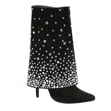 Women's Rhinestone Star Suede Boots