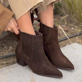 Pointed Toe Block Heel Vintage Western Boots