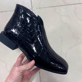 Chic Patchwork Leather Ankle Boots