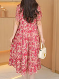 Women's Pink Casual Printed Dress