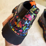 Women's Smiley Leather Printed Sneakers