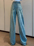 Women's Hot Diamond Shiny Wide Leg Jeans