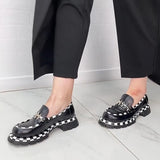 Women's Checkerboard Leather Loafers