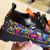 Women's Smiley Leather Printed Sneakers