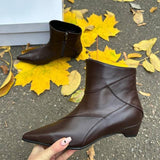 Chic Low Heel Patchwork Leather Women's Boots