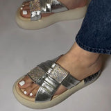 Chic silver glitter soft-soled slippers