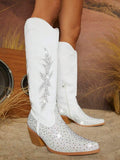 Women's Rhinestone Embellished Knee-high Boots