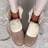 Lace-Up Suede And Fleece Warm Winter Desert Boots