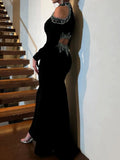 Black Sparkling Hollow Rhinestone Dress