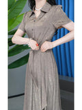 Women's Shirt Collar Luxury Loose A-Line Dress