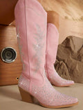 Women's Rhinestone Embellished Knee-high Boots