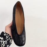 Women's Crocodile Embossed Slope Heel Leather Shoes