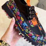 Women's Smiley Leather Printed Sneakers