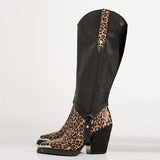 Women's Leopard Removable Leather Boots