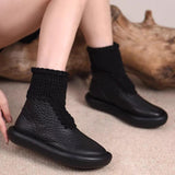 Vintage Knitted Stretch Thick-Soled Velvet Boots