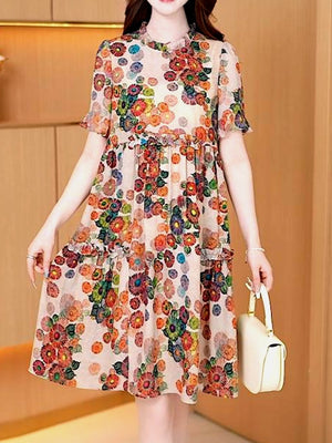 Women's Loose Printed Short Sleeve Dress