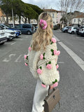 Big Pink Rose Knit Jacket