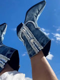 Shiny Rhinestone Western Cowboy Boots