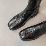 Vintage Genuine Leather Soft Sole Thick Heel Ankle Boots