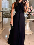 Women's Slit Sleeveless Waist Maxi Dress