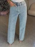 High Waist Diamond Straight Jeans