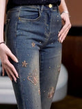 Luxury Butterfly Embroidery Rhinestone Jeans