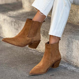 Pointed Toe Block Heel Vintage Western Boots