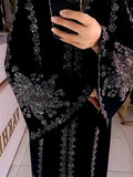 Black Velvet And Rhinestone Floral Coat