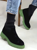 Women's Contrast Knitted Stretch Boots