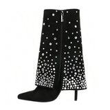 Women's Rhinestone Star Suede Boots