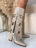 Canvas Flaps and Metal Eyelets Boots