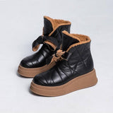 Women's Bow Leather Snow Boots