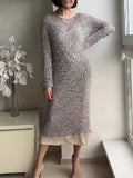 Hand-Knitted Sequined Sweater Dress