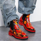 Women's Personalized Red Printed Boots