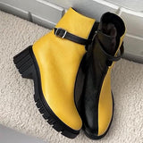 Muffin Sole Patchwork Leather Women's Boots