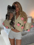 Big Pink Rose Knit Jacket