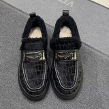 Women's Crocodile Print Wool Soft Sole Loafers