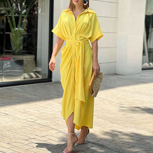 Yellow Chic Tie Maxi Dress