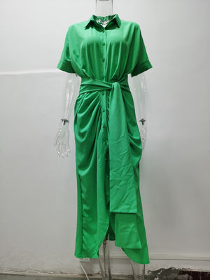 Green Chic Tie Maxi Dress