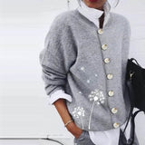 Grey Print Long Sleeve Sweater