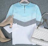 Blue Skies Chevron Zipper Sweater