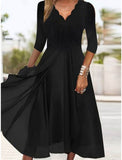 Black 3/4 Length Sleeve Maxi long Dress