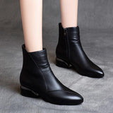 Fashionable all-match leather ankle boots