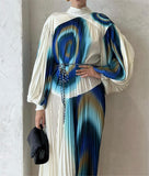 Pleated Abstract Print Dress