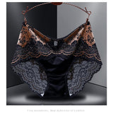 High-waisted lace embroidery silk seamless panties