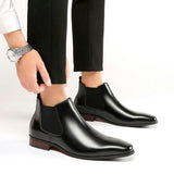 Simple glossy leather boots