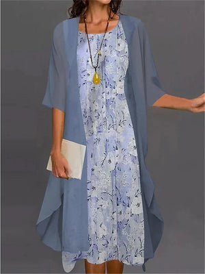 Stylish Elegant Chiffon Dress Two-piece Set