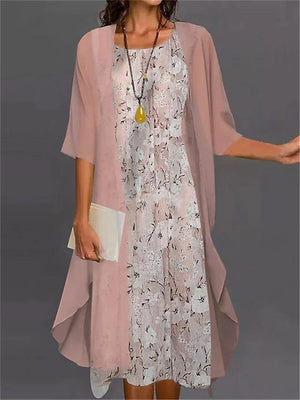 Stylish Elegant Chiffon Dress Two-piece Set