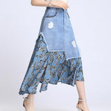 Paneled Jeans Skirt